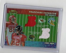 2001 BOWMAN'S BEST #FF-SG TONY GONZALEZ JIMMY SMITH PRO BOWL JERSEY RELIC 041526