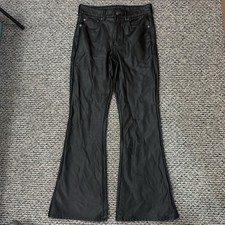 American Eagle Pants Women s 8 Black Stretch Super Hi-Rise Flare Pleather Zip
