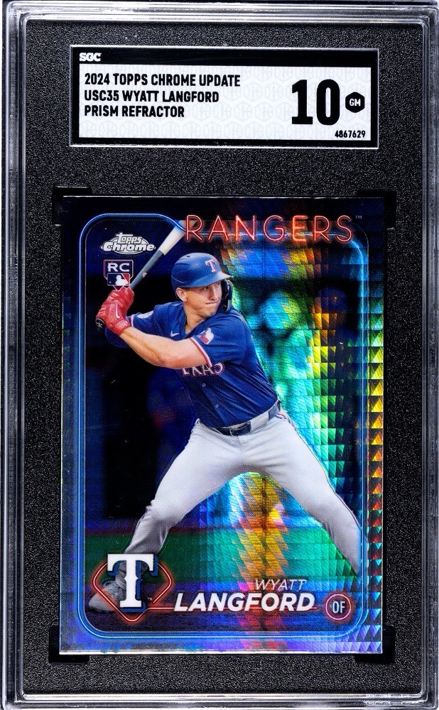 2024 Topps Chrome Update Wyatt Langford RC Prism Refractor #USC35 SGC 10