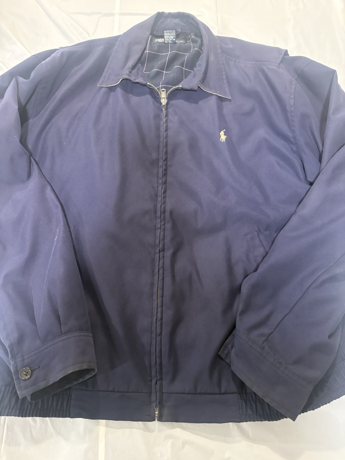 Vintage 90s Polo Ralph Lauren Harrington Bi-Swing Jacket Mens Medium Navy Blue