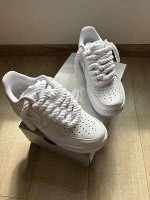 Nike Air Force 1 Sneaker Weiß, Rope Schnürsenkel, NEU US 8, 41, 189  