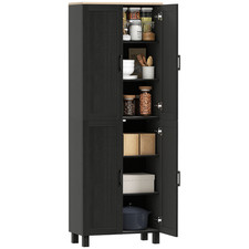 HOMCOM Tall Kitchen Storage Cabinet Pantry Cupboard 4 Door 5 Shelf Black Unit