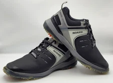 Sqairz Speed Waterproof Golf Shoes Black Gray Leather Soft Spike Mens 10.5