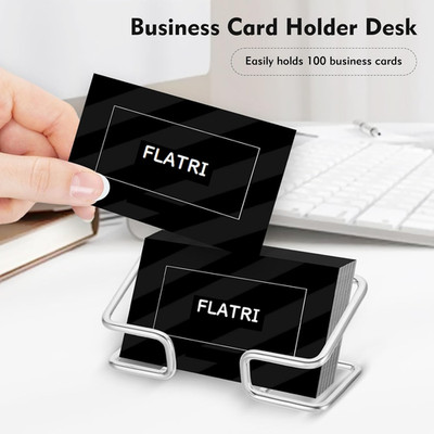 Silver Metal Business Card Holder for Desk Office Reception Counter Display