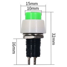5pcs 10mm 2A 250VAC Mini Round Push Button Switch Latching ON/OFF Green