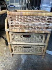 French Cane Rattan Bathroom Storage Caddy