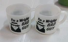 Federal F Orange Milk Glass Coffee Cup Mug Vintage, Heat Proof Set Of 2