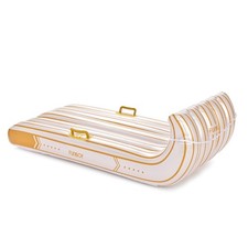 FUNBOY Gold  White Stripe Toboggan Inflatable Snow Sled  Luxury, Retro Holi...