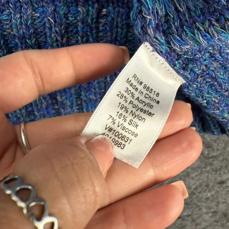 Coldwater Creek Women's Cardigan XL Blue Knit Open Front Casual Silk Blend - Image 3 of 4