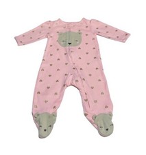 Carter's Child of Mine Sleeper Footie Pink Gold Stars Zip Baby Girl Size 0-3m