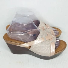 NAOT Eva Wedge Tan Beige Platform Sandals Slides Size US 9 - 9.5 EU 40