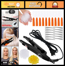 Fusion Keratin Hair Extensions Heat Tool Wand with Glue Protector  Clips - Blac