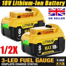 2X~1X For DeWalt 18V XR 6.0Ah 8.0Ah Li-ion Battery DCB184 DCB181 DCB182 DCB183