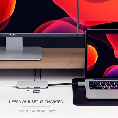 SILVER - SATECHI USB TYPE-C DUAL MULTIMEDIA ADAPTER