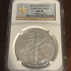 2013 W STAR SILVER EAGLE NGC MS70 ER SPOTLESS — photo 1