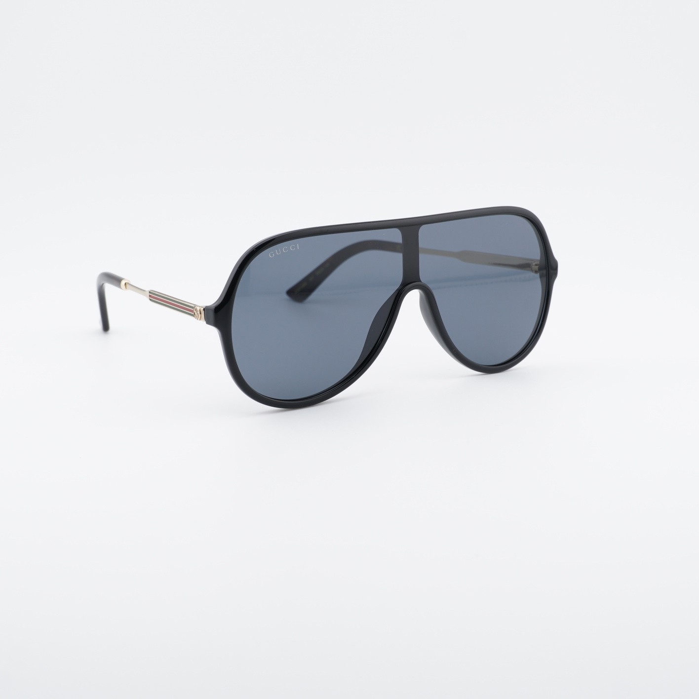 New Gucci GG0199S 001 Shiny Black/Gold/Grey 99-0-145 Sunglasses image 5