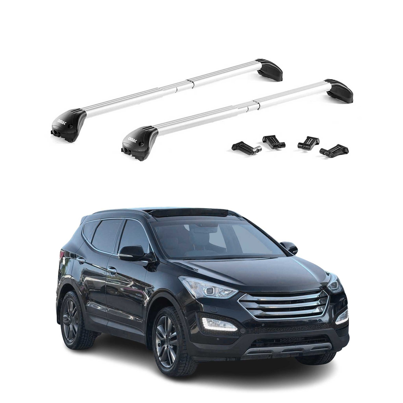Barres de toit transversales en aluminium aérodynamique pour Hyundai Santa Fe 2013