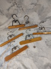 Wooden Clamp Hangers 6 Signed Vtg--Setwell 4 , Manhattan Island, Hang-rite