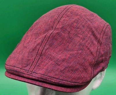 Gottmann Hat Jackson Linen Burgundy Red Mens XL - 61cm UPF 50+ Newsboy Flat Cap
