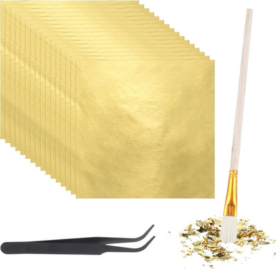 Blattgold Set für Basteln, Backen und Dekoration, 150 Blatt, Zubehör