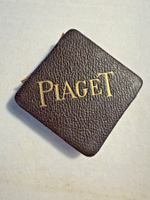 Vintage PIAGET Leather Case Folding Pocket Magnifying Glass Dual Lens 4x 8x Loup