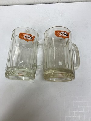TWO A & W ROOT BEER MUGS - 5 3/4 U.S. MAP LOGO
