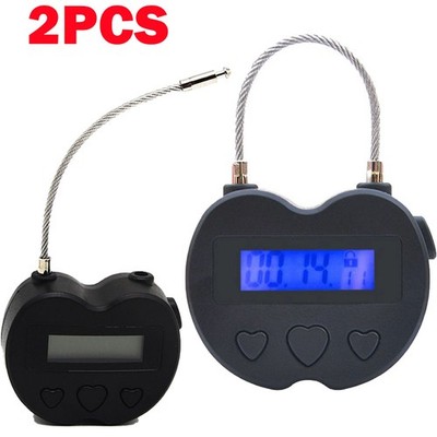 2X Black Time Lock LCD Display Time Lock Multifunction Travel Electronic Timers