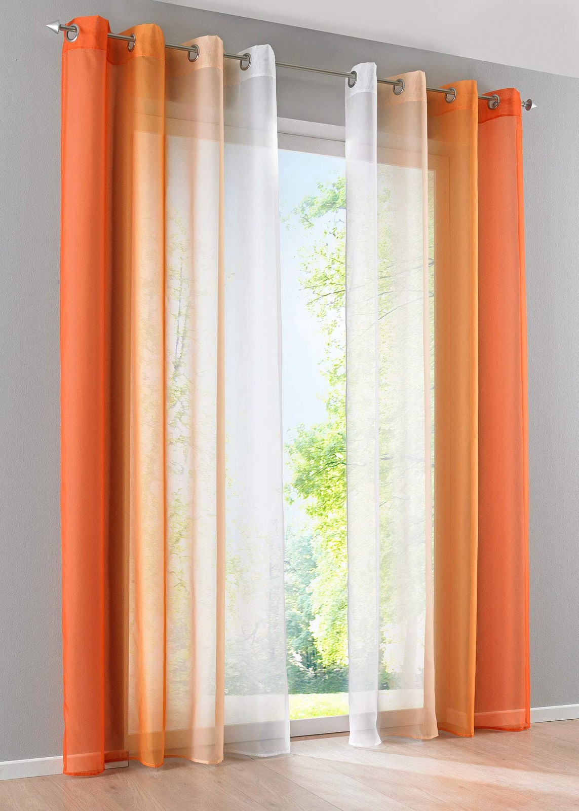 Rideaux à œillets filtrants orange Modena Rideaux verticaux anti-vis-à-vis lot de 2