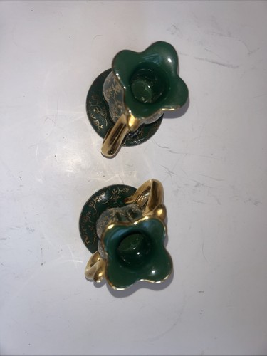 Vtg mint condition candle holders. 24K gold. Dark green. Beautiful! - 第 5/6 張圖片