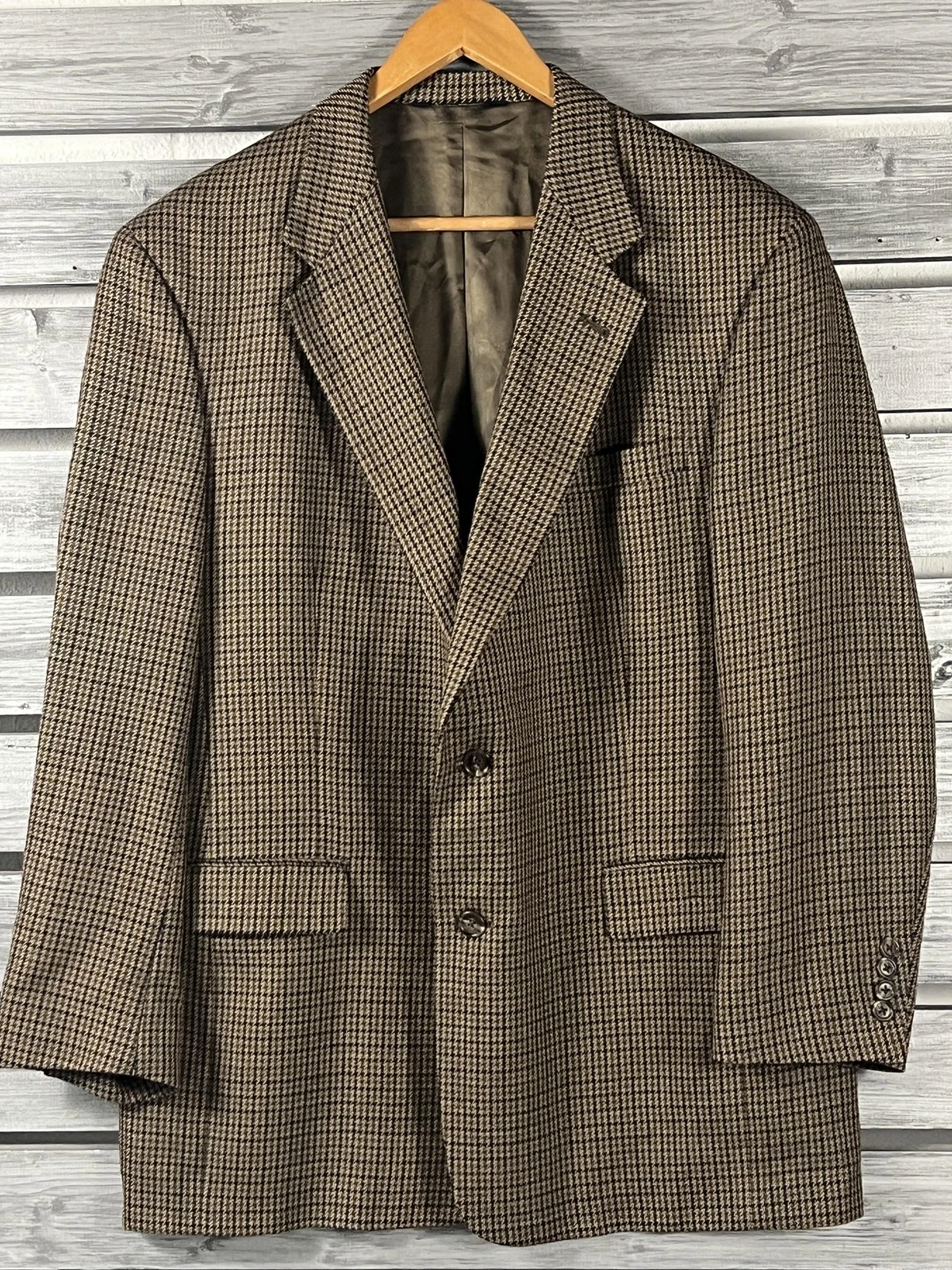 Blazer Burberrys vintage uomo 43S marrone pied de poule lana cappotto sportivo giacca anni 90