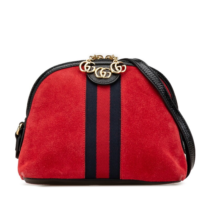 Gucci Ophidia Sherry Line Crossbody Bag in Red Black Suede Leather