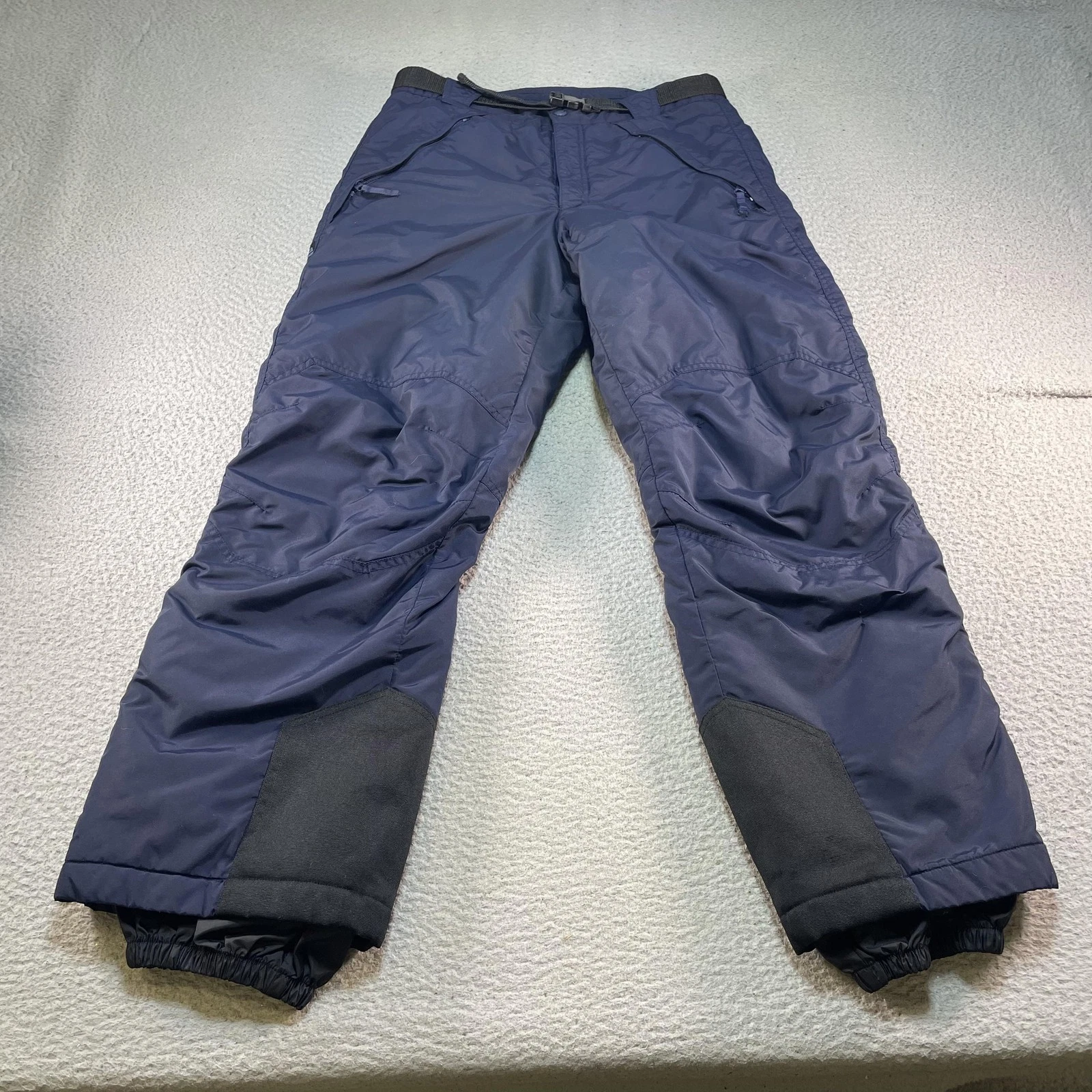 Columbia Snow Pants Mens Medium Blue Insulated Belted Ski Snowboard Pockets