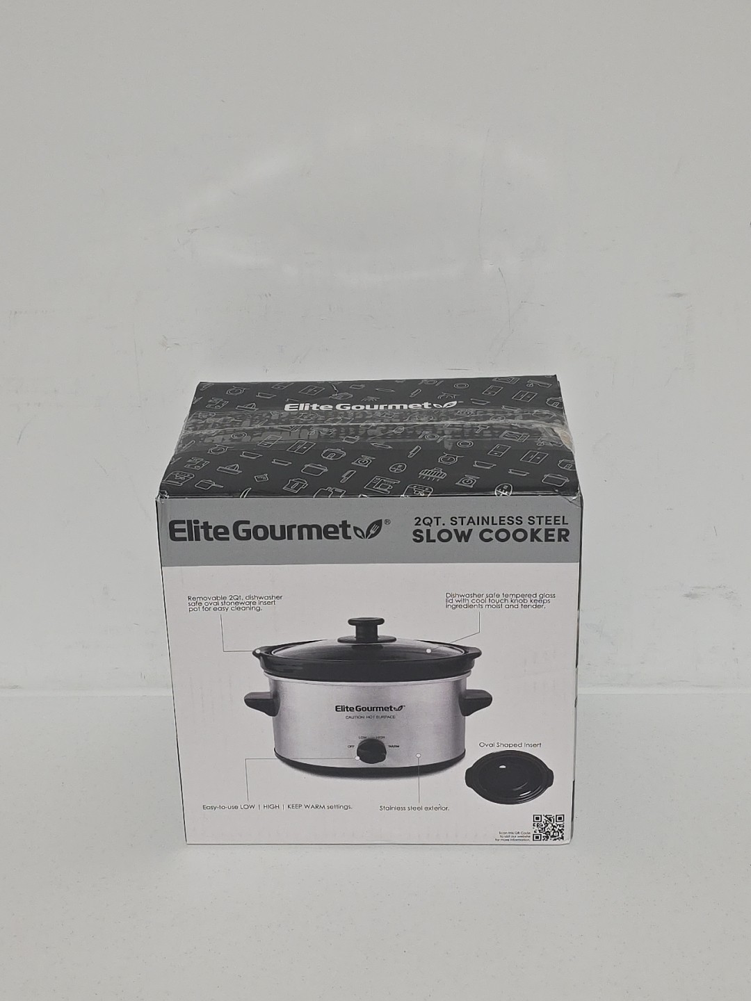 Elite Gourmet 2 Quart Stainless Steel Slow Cooker with Cool Touch Handles