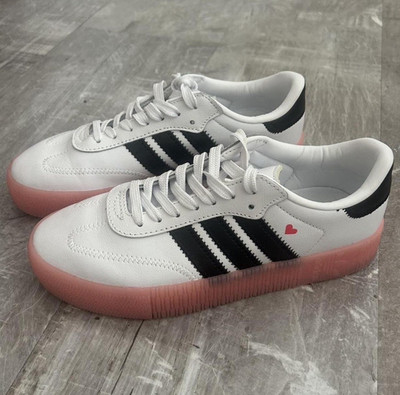 adidas Sambarose Valentine Low Top Lace-Up Sneaker White/Black/Pink EF4965