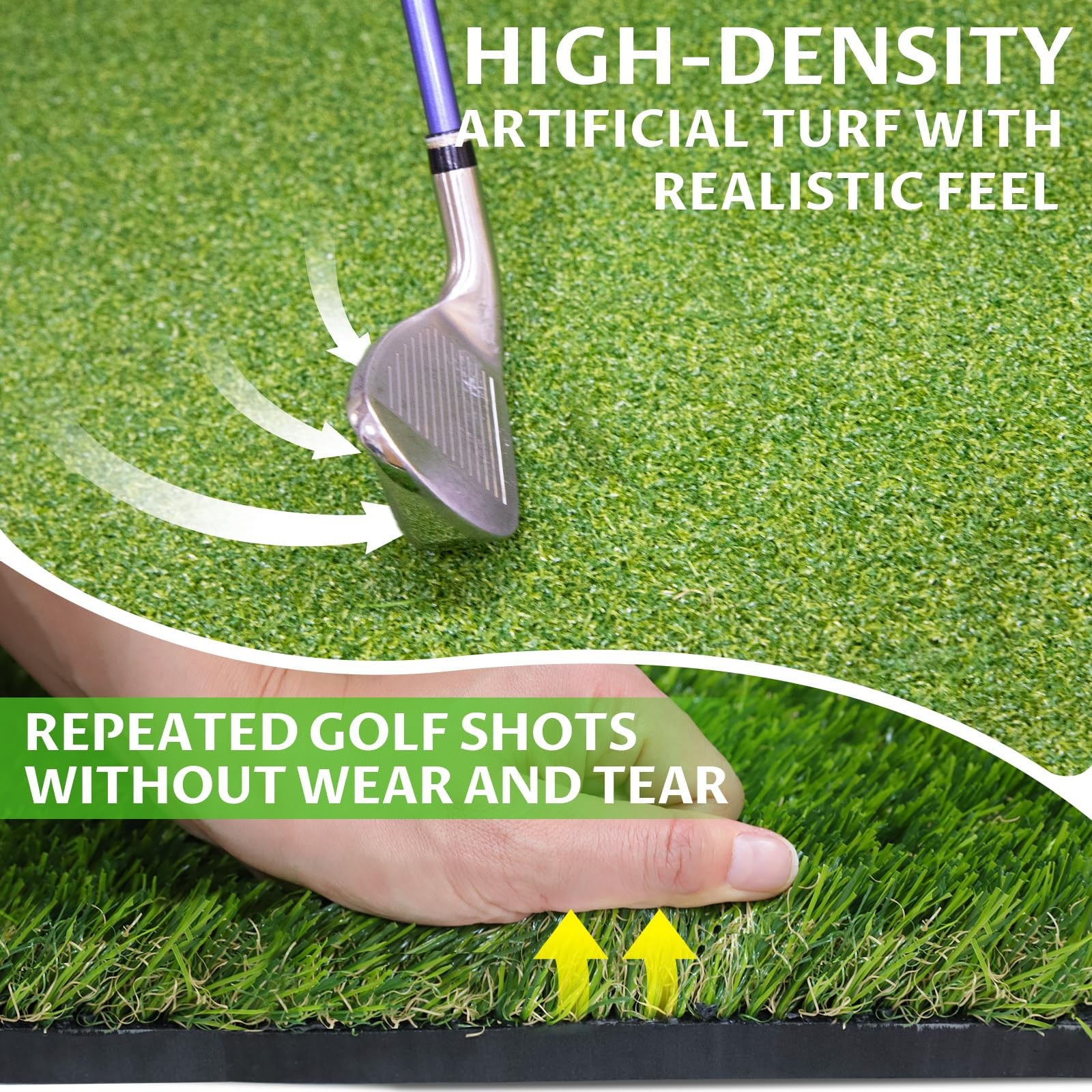Dual-Turf Golf Mat: 5x4ft 31MM Thickened Heavy-Duty Golf Hitting Mats Practic...