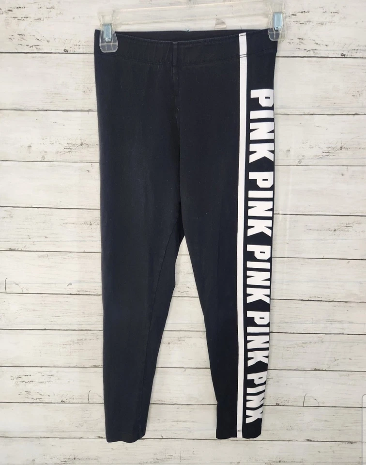 Womens Black and White Victoria Secret PINK Size XS Leggings - Image 2 of 4