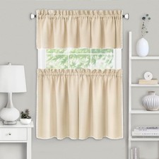 ACHIM Kendal Tier and Valance Window Curtain Set - 52 Width, 24 Length, 1.5 Inch