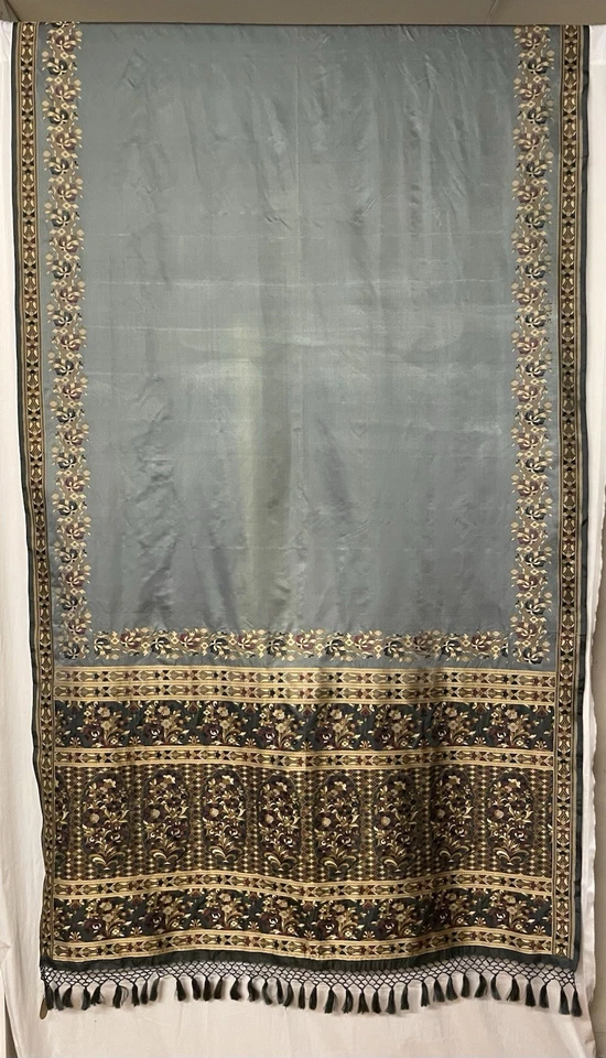 Exquisite Floral & Paisley Border Silk Sari Sage Green 5.5 In Length 44" Wide - Image 2 of 4