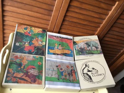 6- ART DECO MINI JIGSAW PUZZLES, BLIND MICE LIGHTHOUSE BOAT FISHING GRAPHICS
