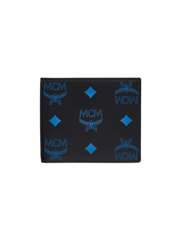 100% AUTHENTIC MCM BLUE SPLASH LOGO CARD CASE/WALLET/BILL FOLD