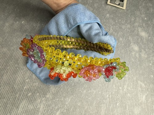 vintage 1960s beaded Flower HEADBAND - Picture 16 of 23