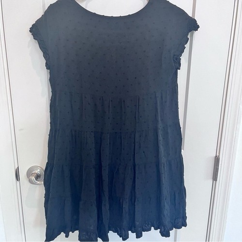 Urban Outfitters Black Dot Shirt Tiered Ruffle Sleeve Lined Babydoll Tiered XS - Picture 6 of 9