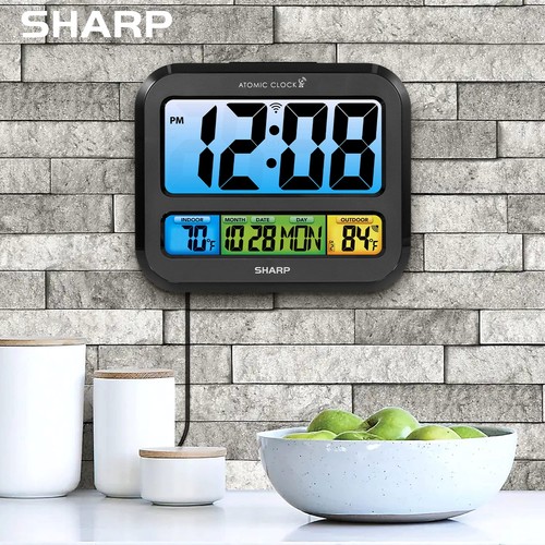 SHARP Atomic Clock with Bright Color Display Atomic Accuracy Jumbo 3 Easy to - Picture 7 of 7