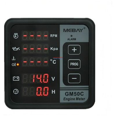 GM50C Generator Digital LCD Multifunction Meter Monitor Engine Speed Oil Pressu