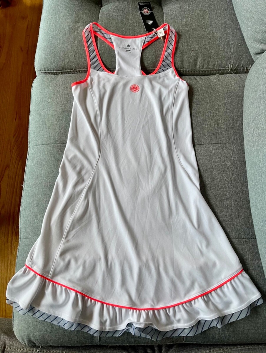 NWT Adidas Climalite Roland Garros Paris Dress XS White Pink Blue