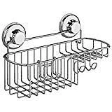  Vacuum Suction Cup Shower Caddy | Shower Organizer for Shampoo with Hooks | 