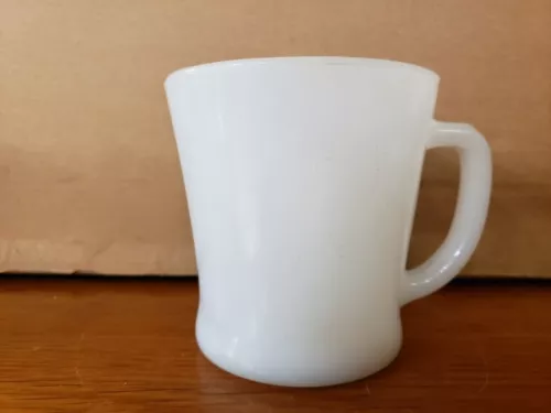 Vintage Fire King Coffee Mug Cup White Milk Glass D Handle Heat Proof USA