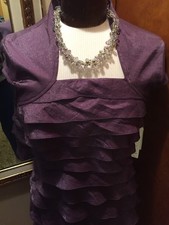 Adrianna Papell Women's Dress Purple Tiered Cap Sleeve Dress Sizs 10 New! $178