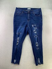 Bamboo Womens Size 16 Medium Wash High Rise Distressed Boyfriend Jeans