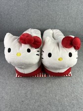 HELLO KITTY Plush Slippers Women  s Size 9-10 L-XL Red/White NEW 